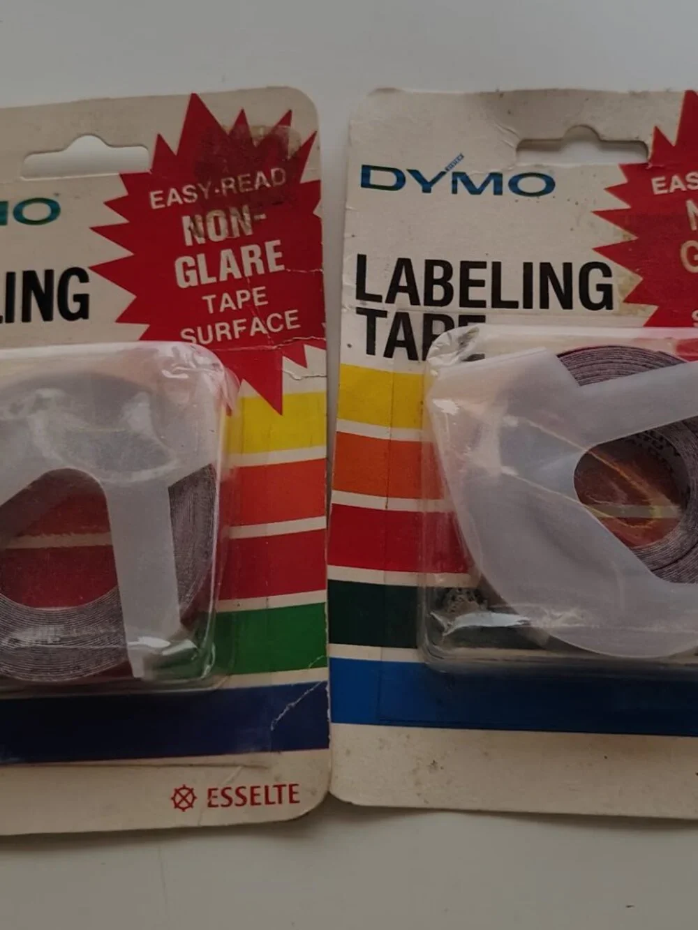 Vintage 1983 Dymo Non-Glare Labeling Tape Lot 3 NOS 3/8 x 12' Red Black